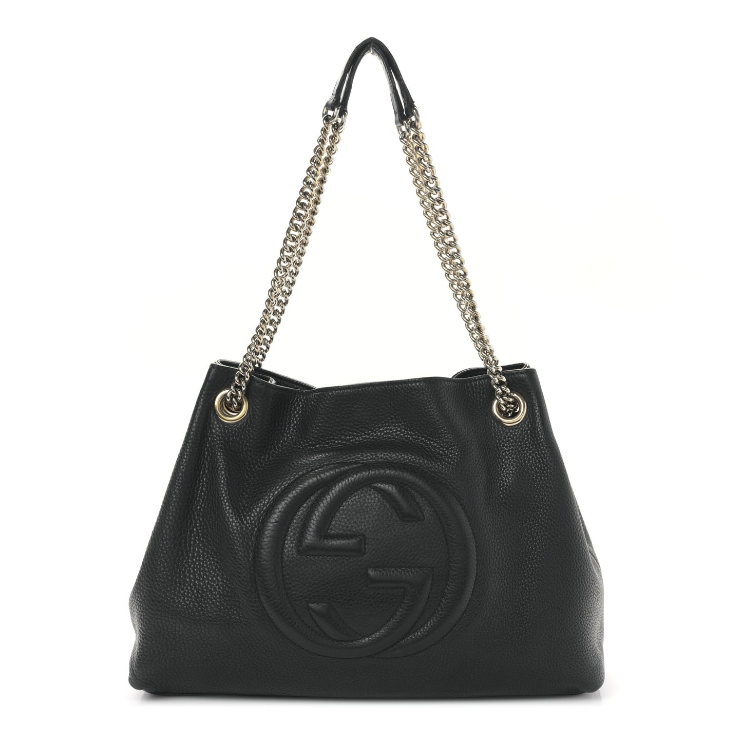 Pebbled Calfskin Medium Soho Chain Shoulder Bag Black