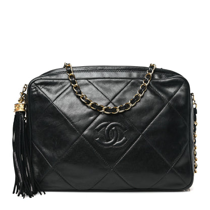Chanel Lambskin Quilted CC Tassel Camera Case Black 1 of 15
