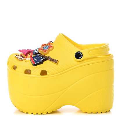 Balenciaga X CROCS Rubber Textured Womens Platform Sandals 35 Jaune Soleil 1 of 8