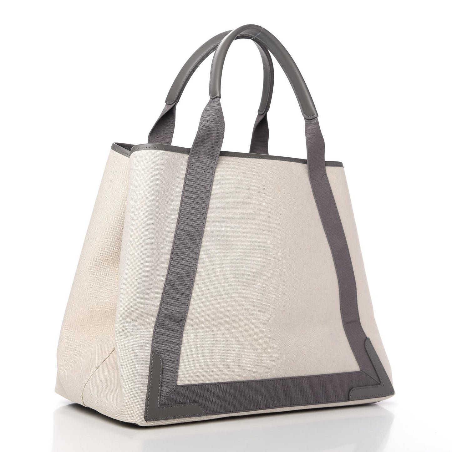 Cotton Canvas Calfskin M Navy Cabas Grey