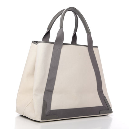 Balenciaga Cotton Canvas Calfskin M Navy Cabas Grey 3 of 13