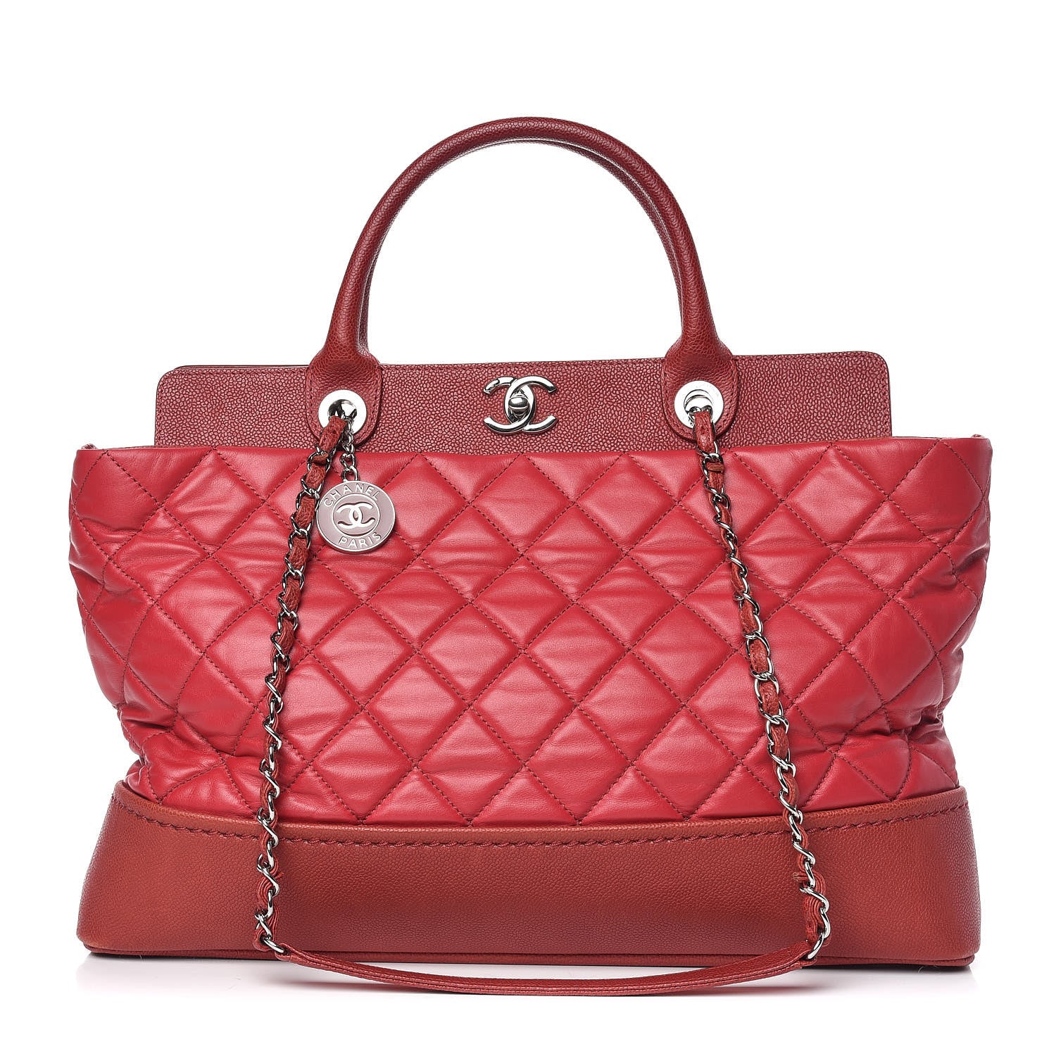 Chanel Lambskin Caviar Quilted Bi Coco Large Shopper Tote Dark Pink 1 of 14