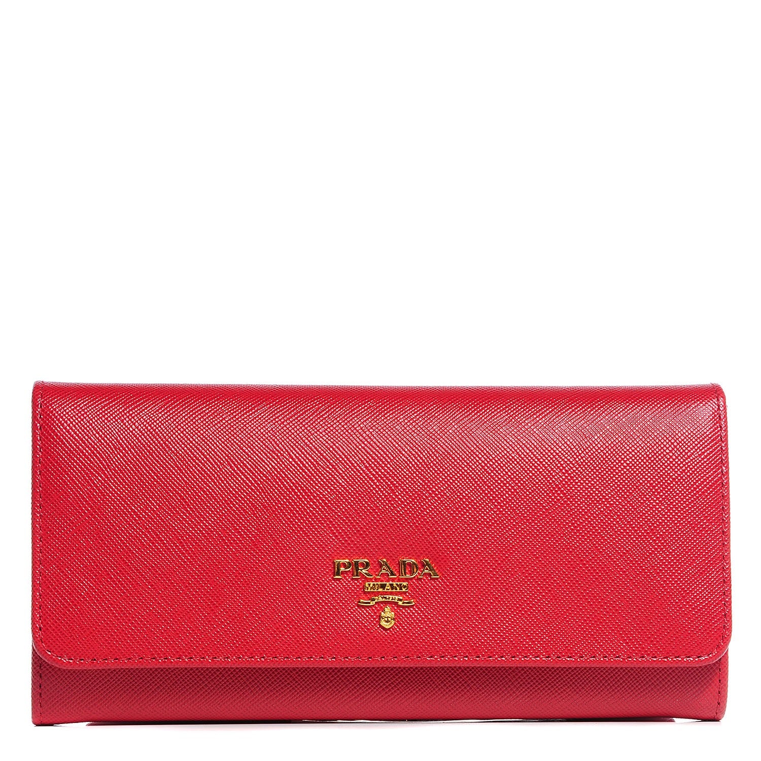 Prada Saffiano Metal Continental Flap Wallet Fuoco 1 of 12