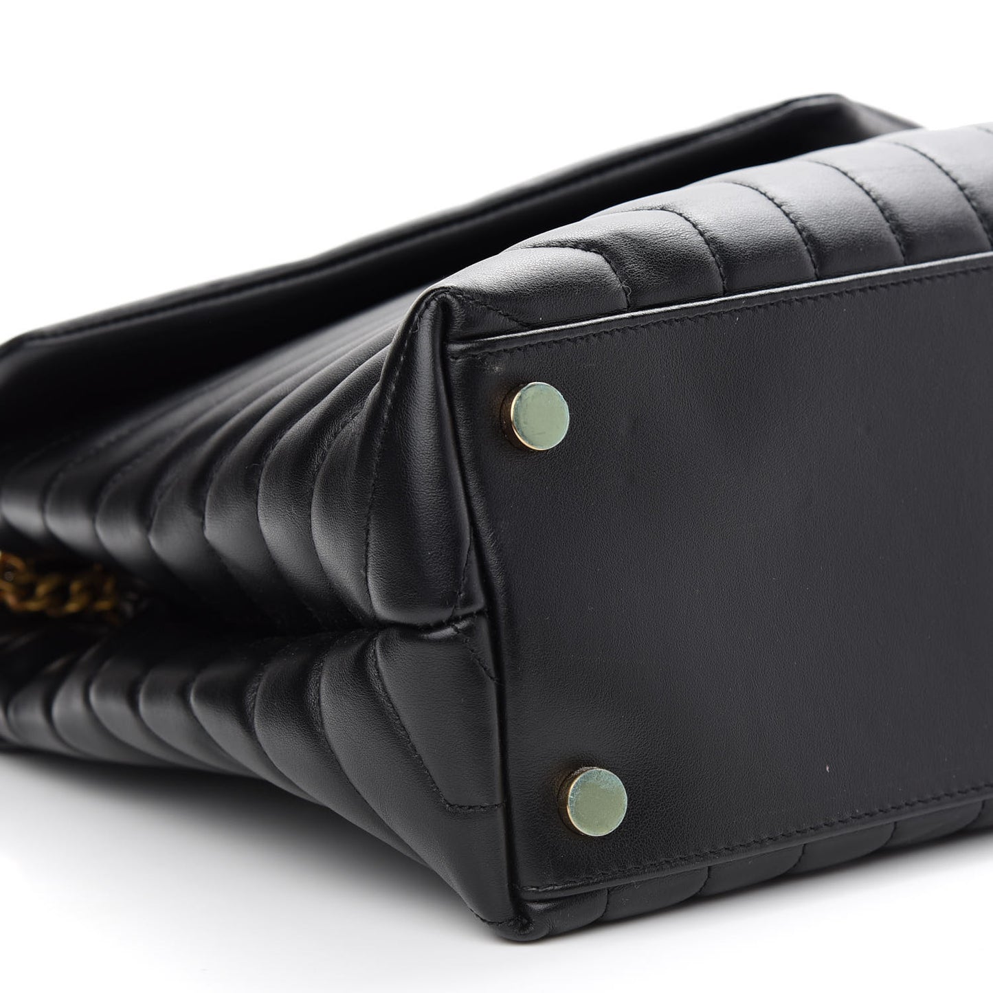 Calfskin Y Quilted Monogram Large Loulou Chain Satchel Black