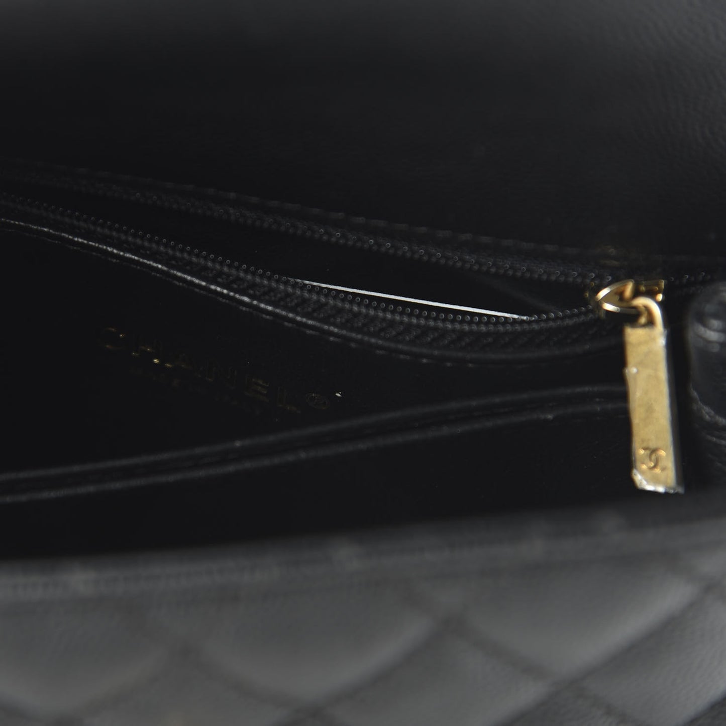 Caviar Lizard Embossed Quilted Mini Coco Handle Flap Black