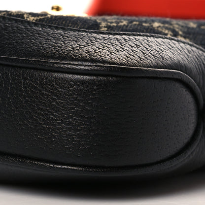 Gucci Jacquard Black Denim GG Monogram Textured Dollar Calfskin Mini Jackie 1961 Hobo Black Ivory 9 of 9