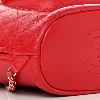 Chanel Sheepskin Caviar Quilted Daily Round Backpack Red 9 of 12