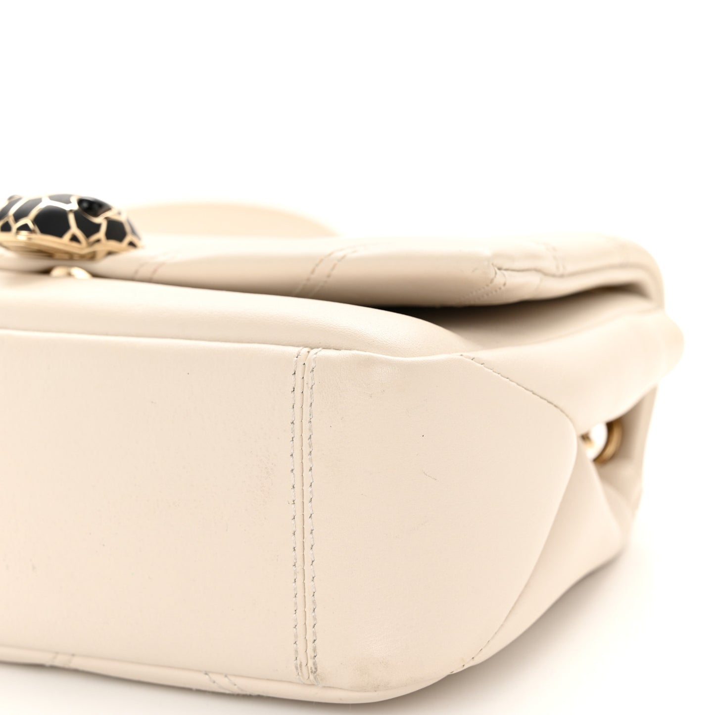 Calfskin Matelasse Small Serpenti Cabochon Shoulder Bag White