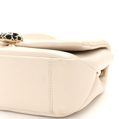 Bulgari Calfskin Matelasse Small Serpenti Cabochon Shoulder Bag White 8 of 11