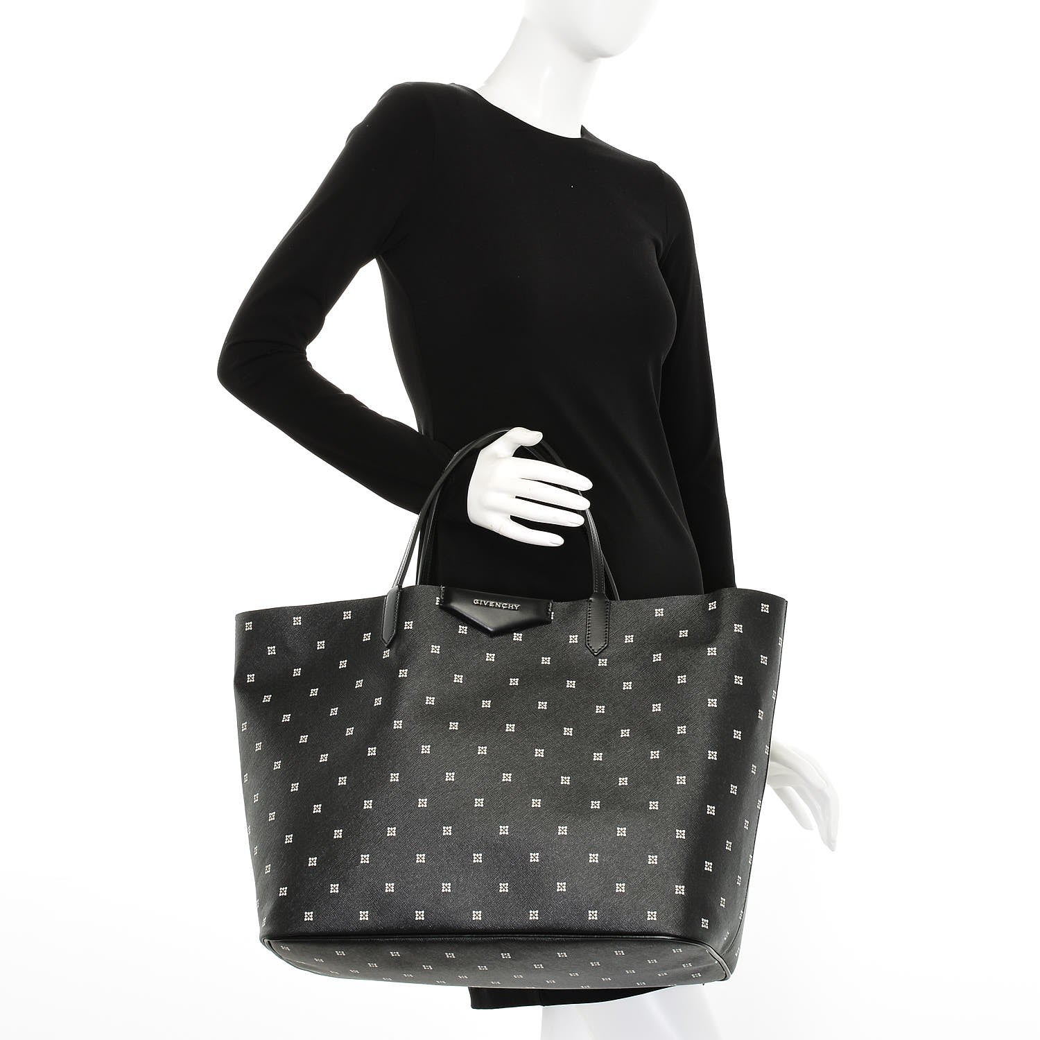 Givenchy Textured Coated Canvas Mini Lilies Print Large Antigona Tote Black 2 of 7