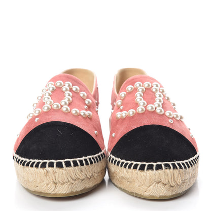 Chanel Suede Pearl CC Espadrilles 39 Pink 2 of 10