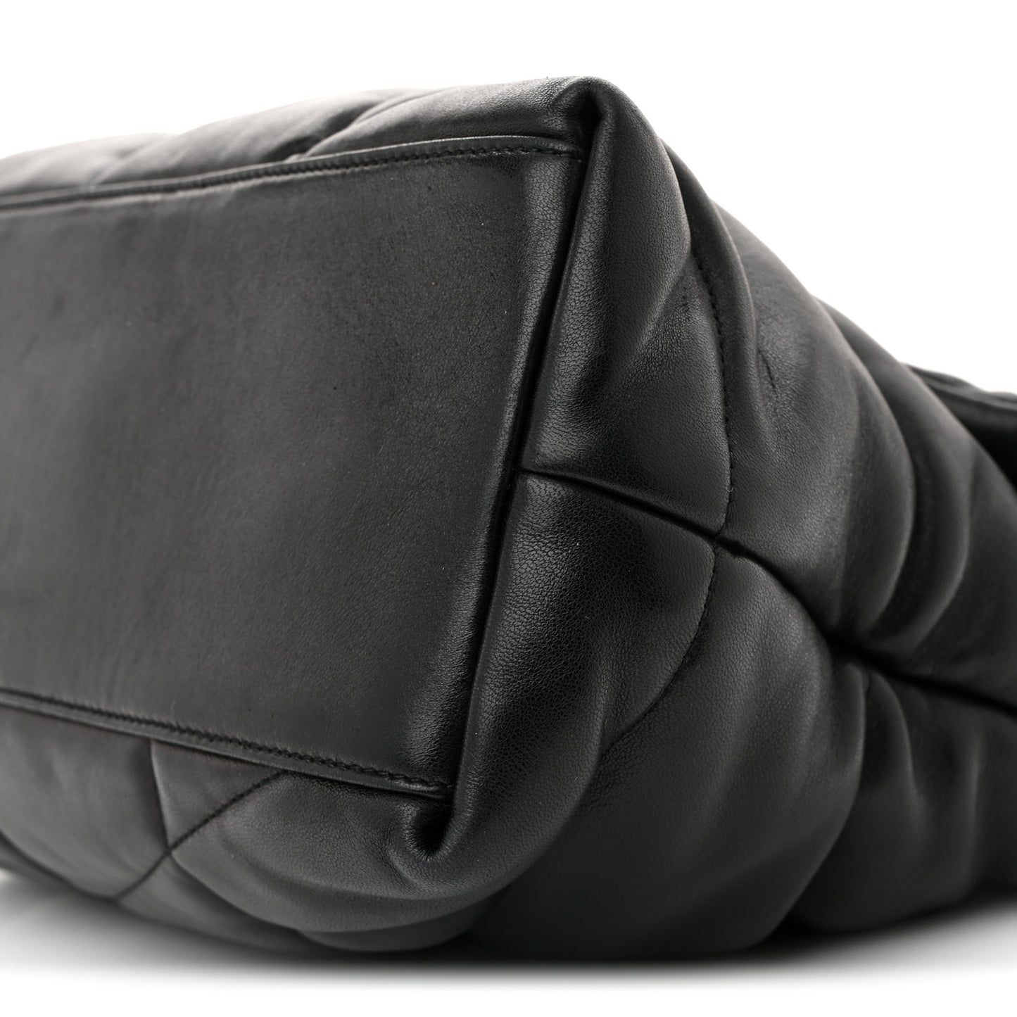 Lambskin Quilted Medium Loulou Puffer Monogram Chain Satchel Black
