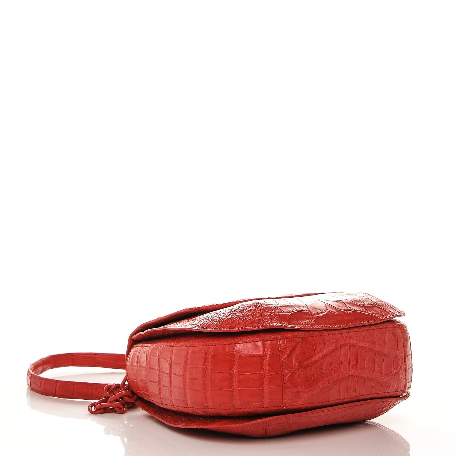 Nancy Gonzalez Crocodile Round Flap Top Crossbody Red 4 of 7