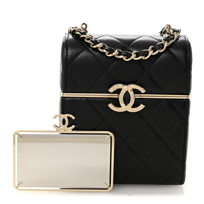 Chanel Lambskin Quilted Small Box With Chain Black 3 of 11