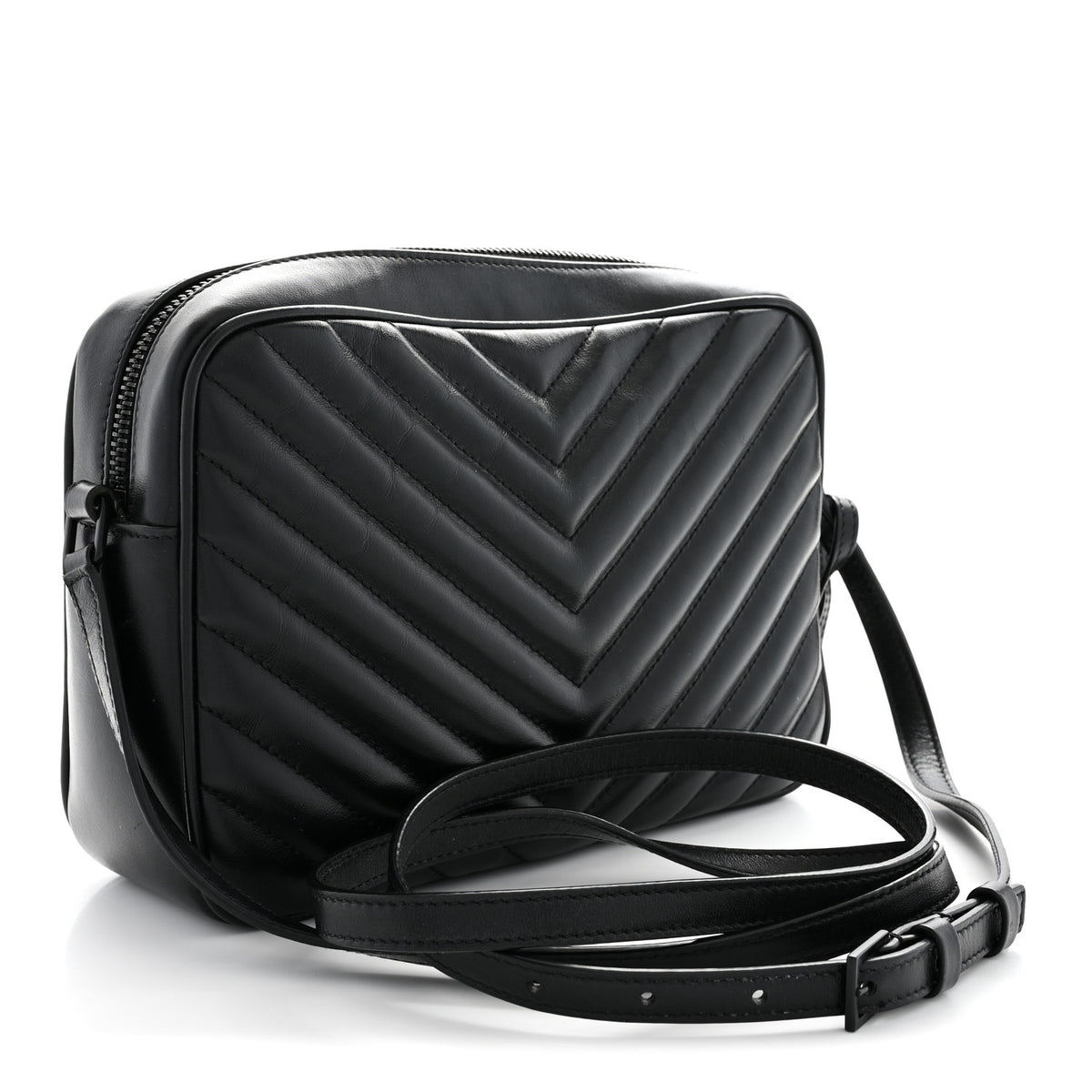 Saint Laurent Calfskin Matelasse Monogram Monochrome Lou Camera Bag Black 2 of 9