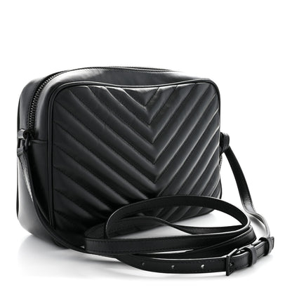 Saint Laurent Calfskin Matelasse Monogram Monochrome Lou Camera Bag Black 2 of 9