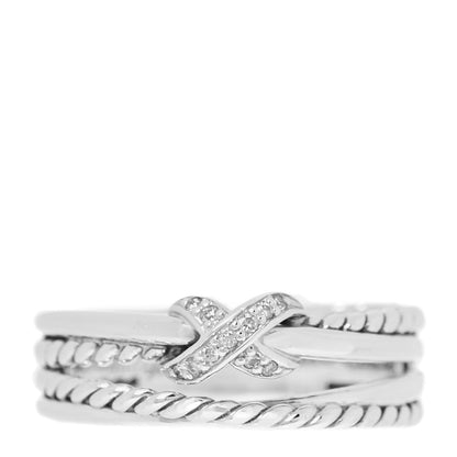 David Yurman Sterling Silver Diamond X Crossover Ring 56 7.5 1 of 5