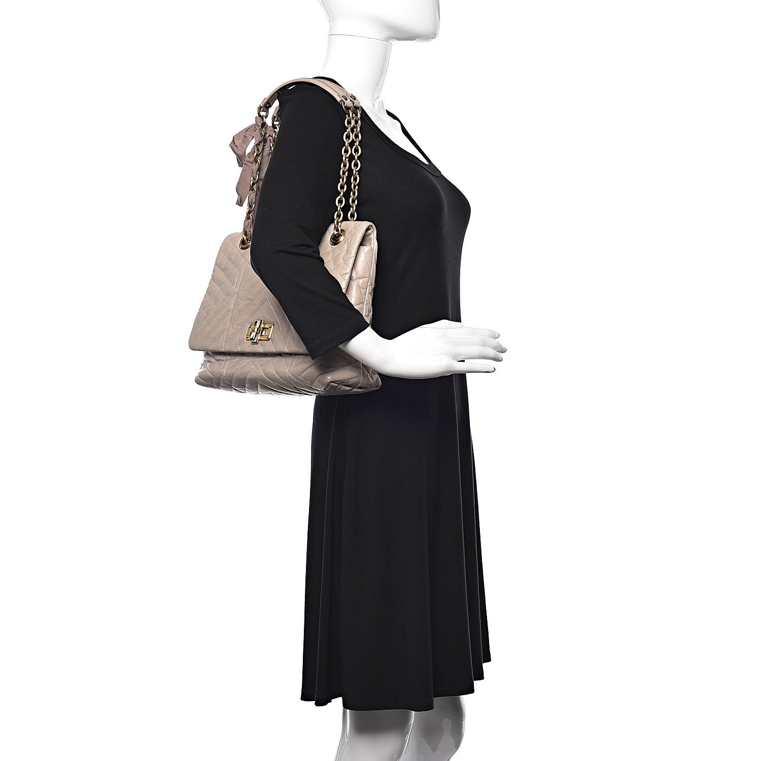 Lanvin Calfskin Quilted Medium Happy Shoulder Bag Grey 2 of 9