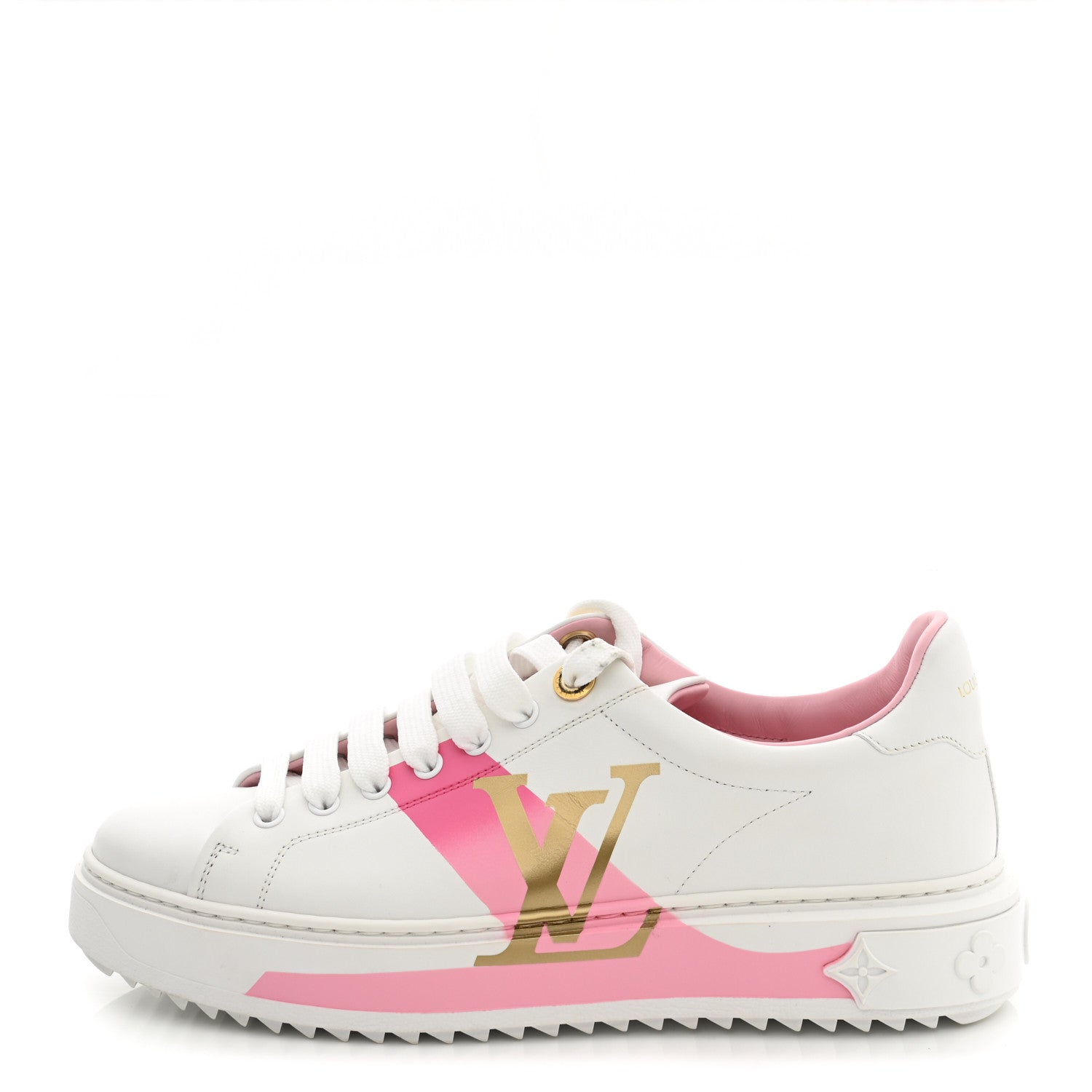 Louis Vuitton Monogram Time Out Sneakers 37.5 White Pink 1 of 10