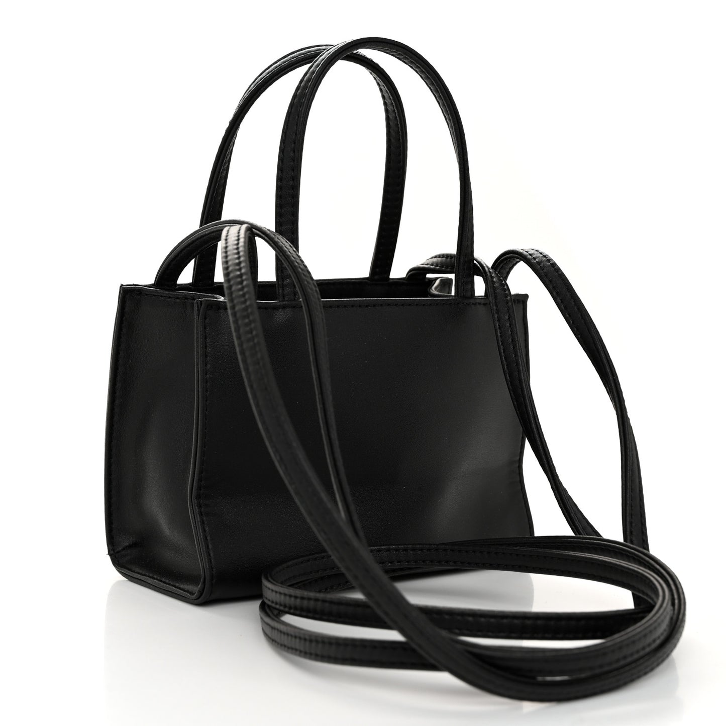 Vegan Leather Small Shopping Bag Black