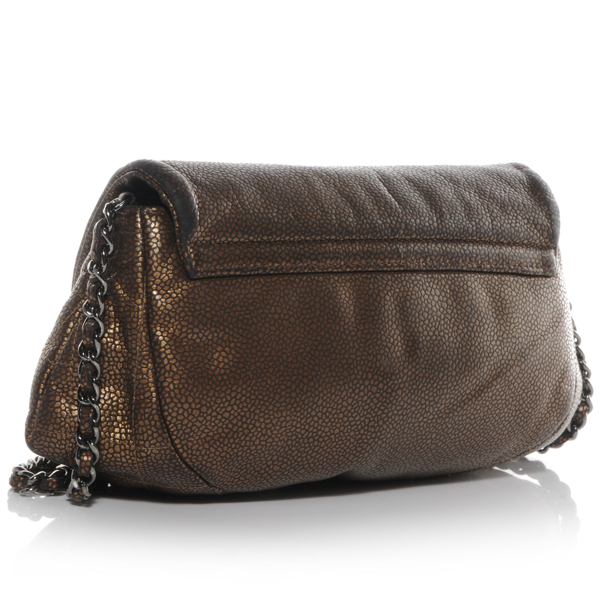 Chanel Metallic Caviar Half Moon Wallet On Chain WOC Bronze 3 of 10