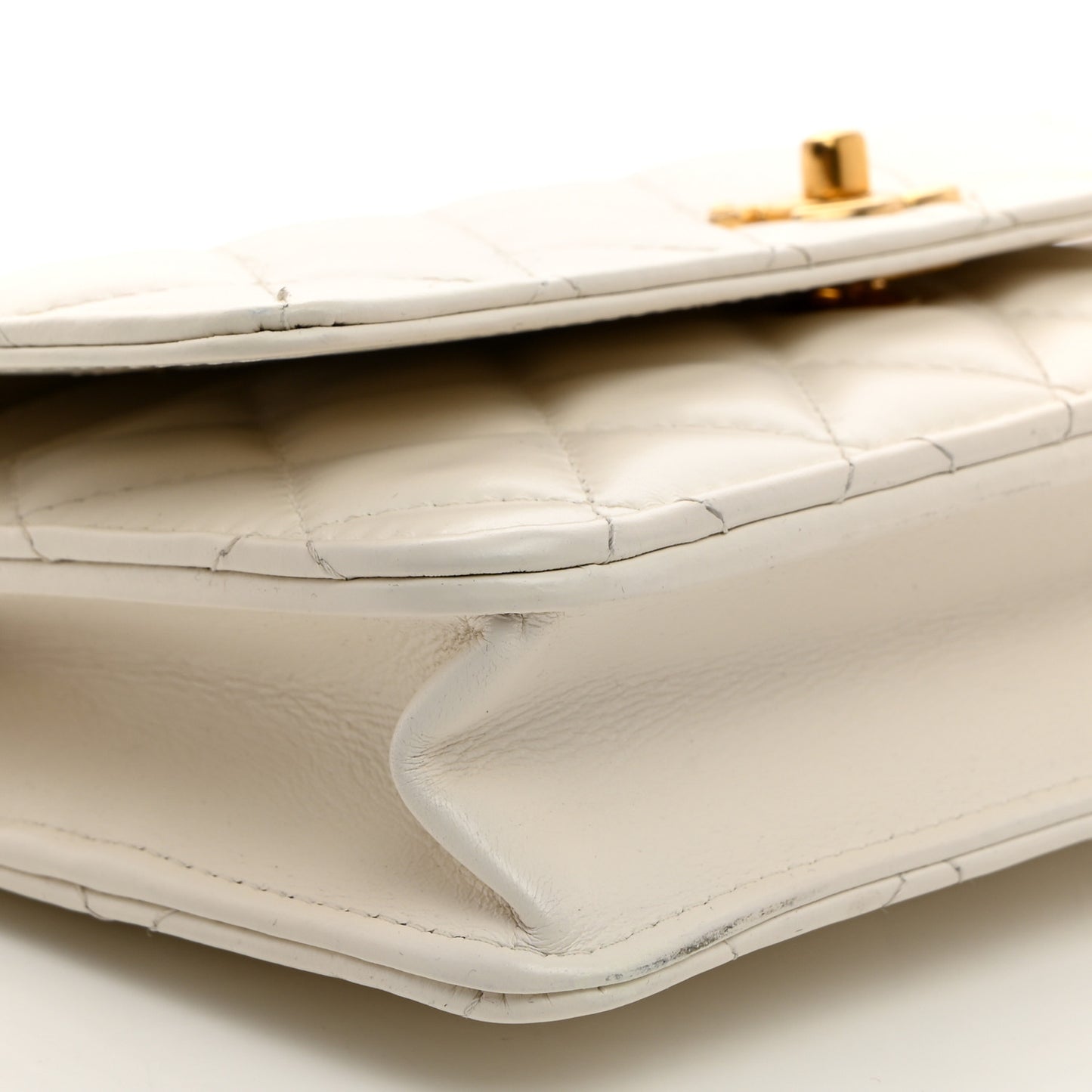 Shiny Calfskin Quilted Multicolor Top Handle Wallet On Chain WOC White