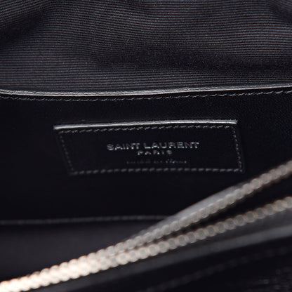 Saint Laurent Calfskin Crocodile Embossed Monogram Large College Satchel Black 6 of 10