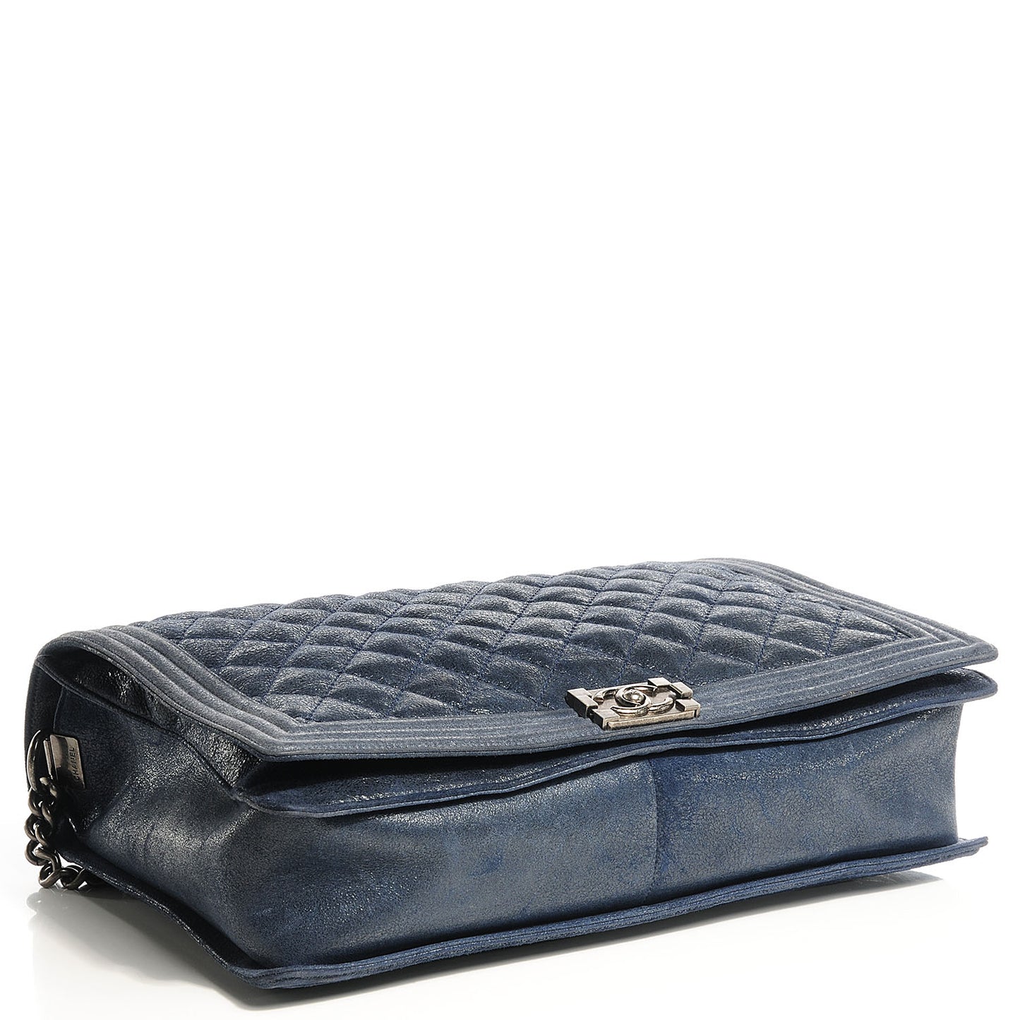 Goatskin Quilted Large Gentle Boy Flap Navy