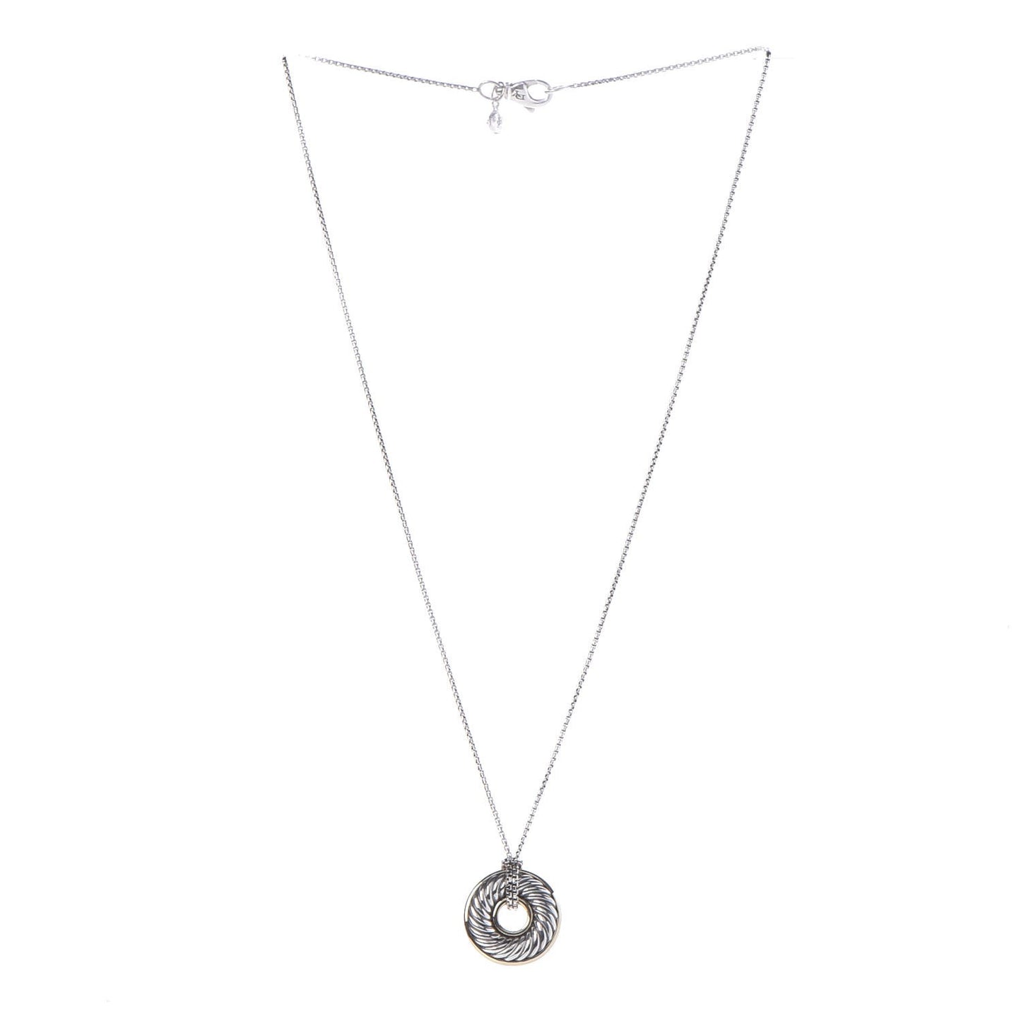 Sterling Silver 18K Yellow Gold 19mm Cable Disc Necklace