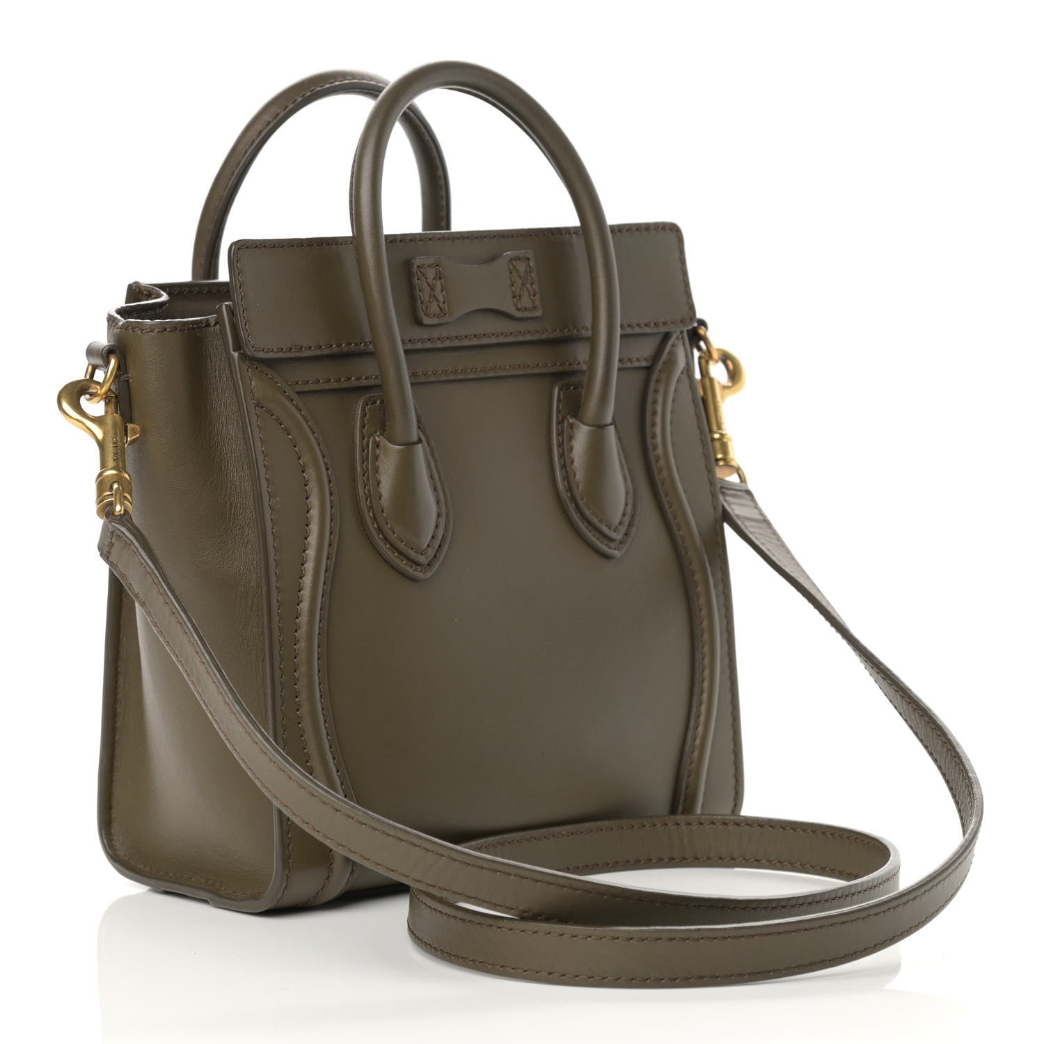 Celine Smooth Calfskin Nano Luggage Khaki 2 of 14