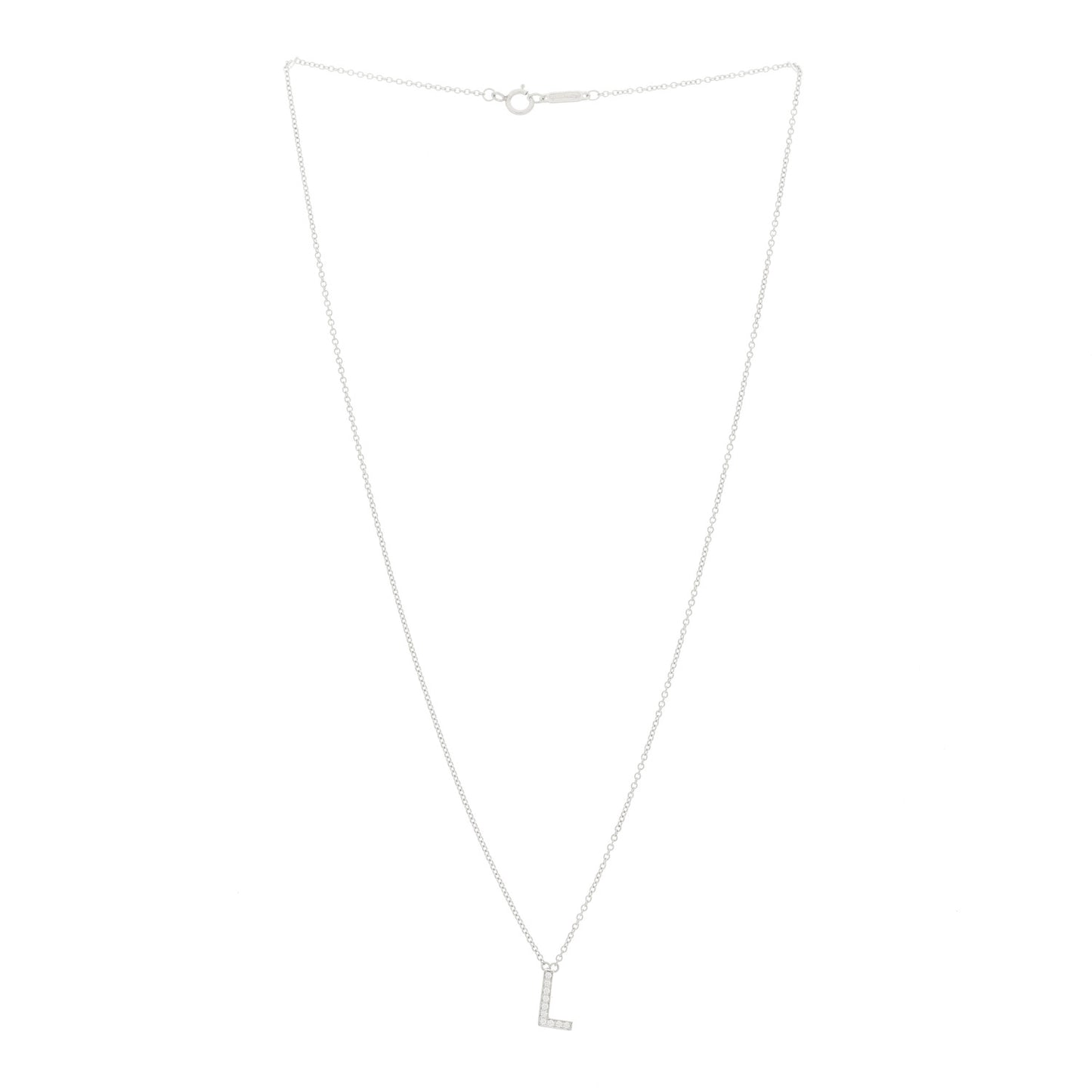 Platinum Diamond Letters L Pendant Necklace