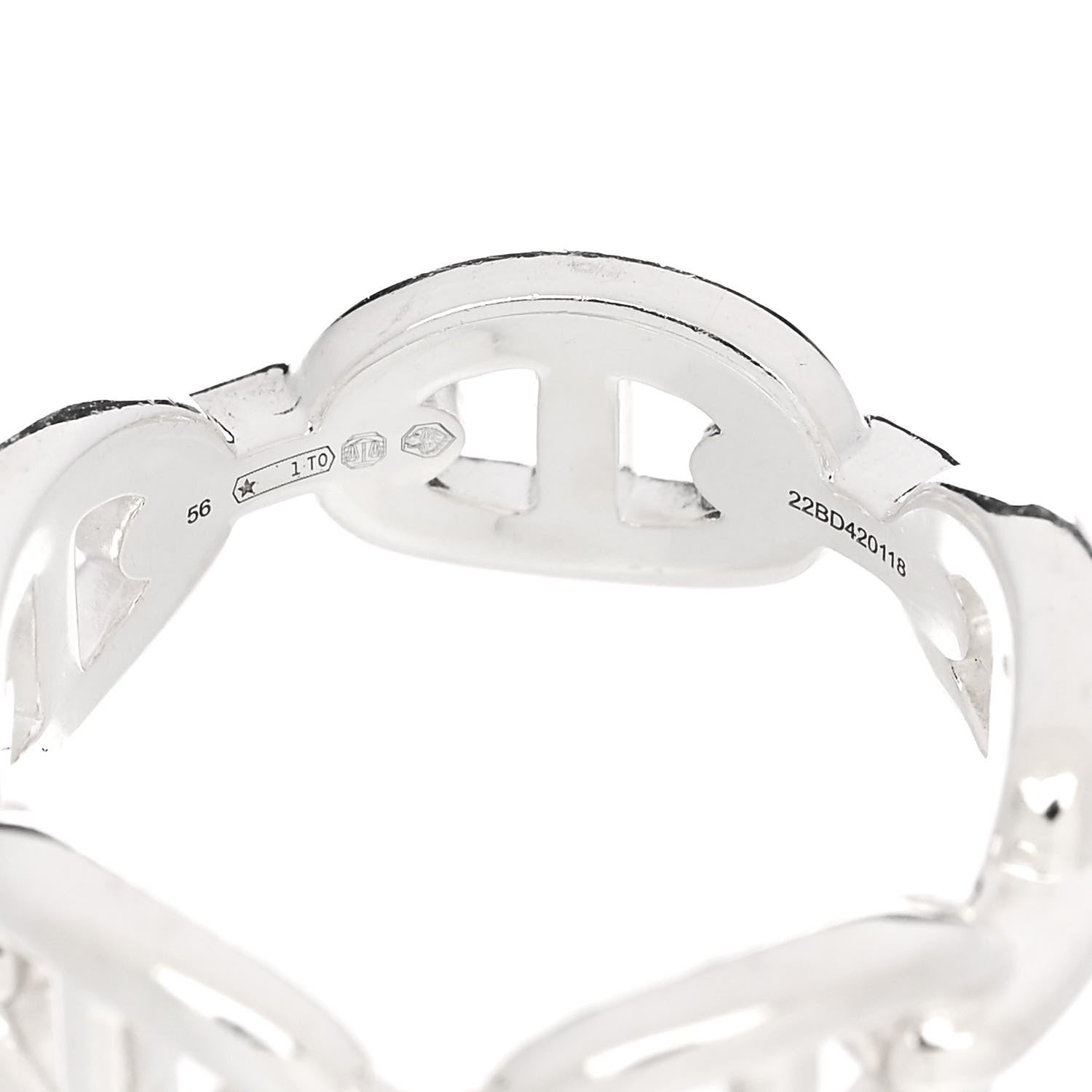 Hermes Sterling Silver PM Chaine d'Ancre Enchainee Band Ring 56 7.5 5 of 7