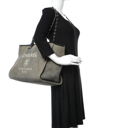 Chanel Canvas Deauville Large Tote Grey 2 of 13