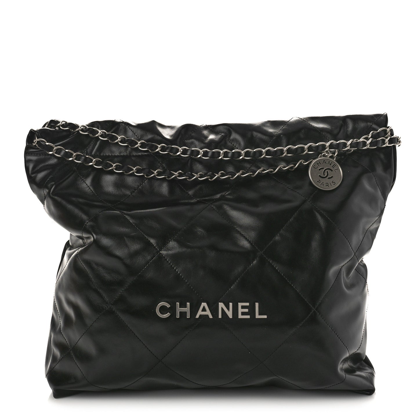 Shiny Calfskin Quilted Chanel 22 Black