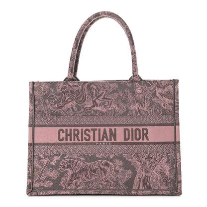 Christian Dior Canvas Embroidered Beverly Hills Medium Dioriviera Toile De Jouy Book Tote Pink Grey 1 of 11