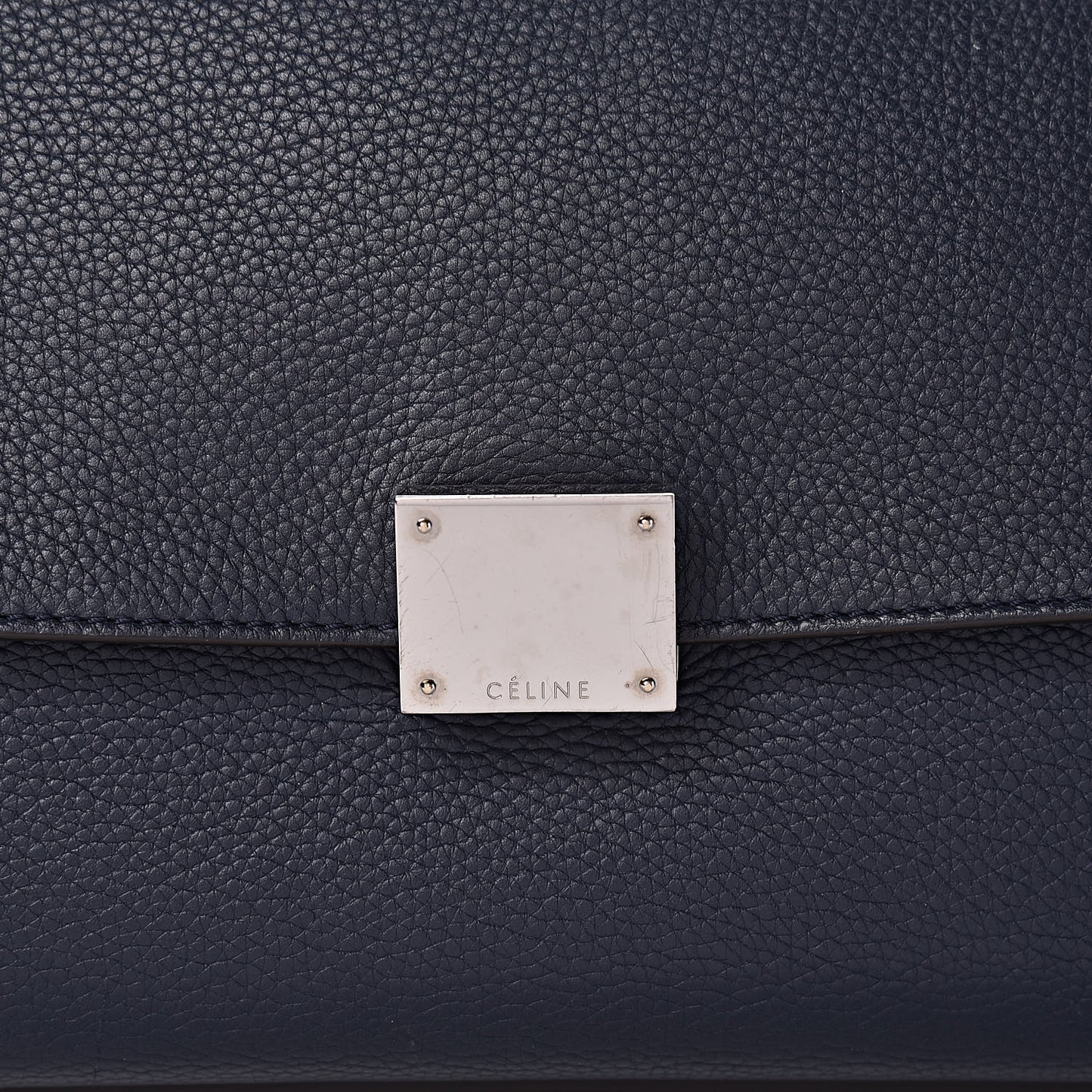 Drummed Calfskin Suede Medium Trapeze Navy