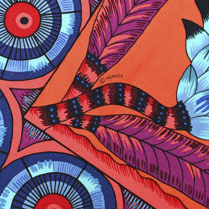 Hermes Cashmere Silk The Savana Dance Shawl 140 Vermillion Cobalt Violet 5 of 6