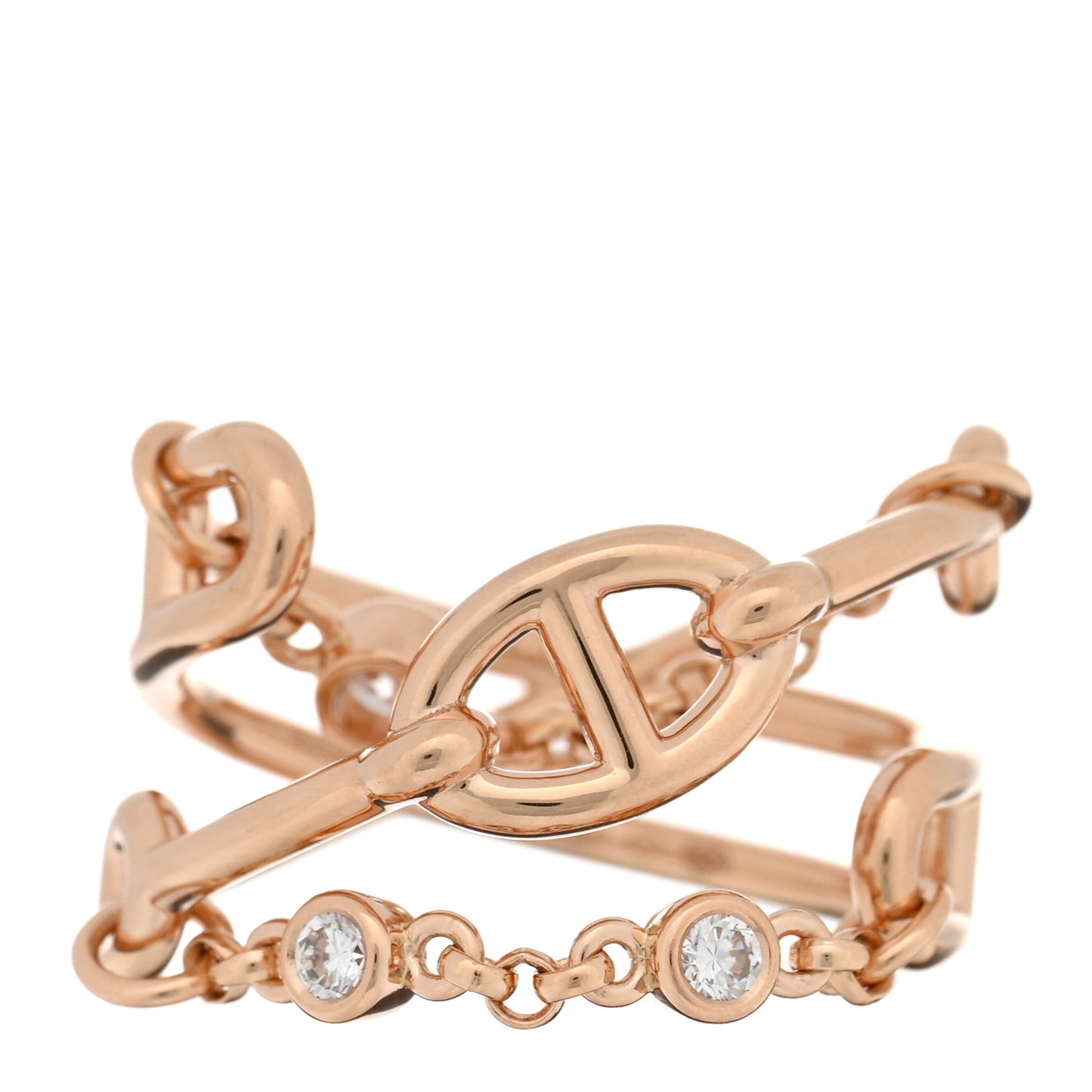 18K Rose Gold Diamond MM Chaine d'Ancre Chaos Ring 56 7.5
