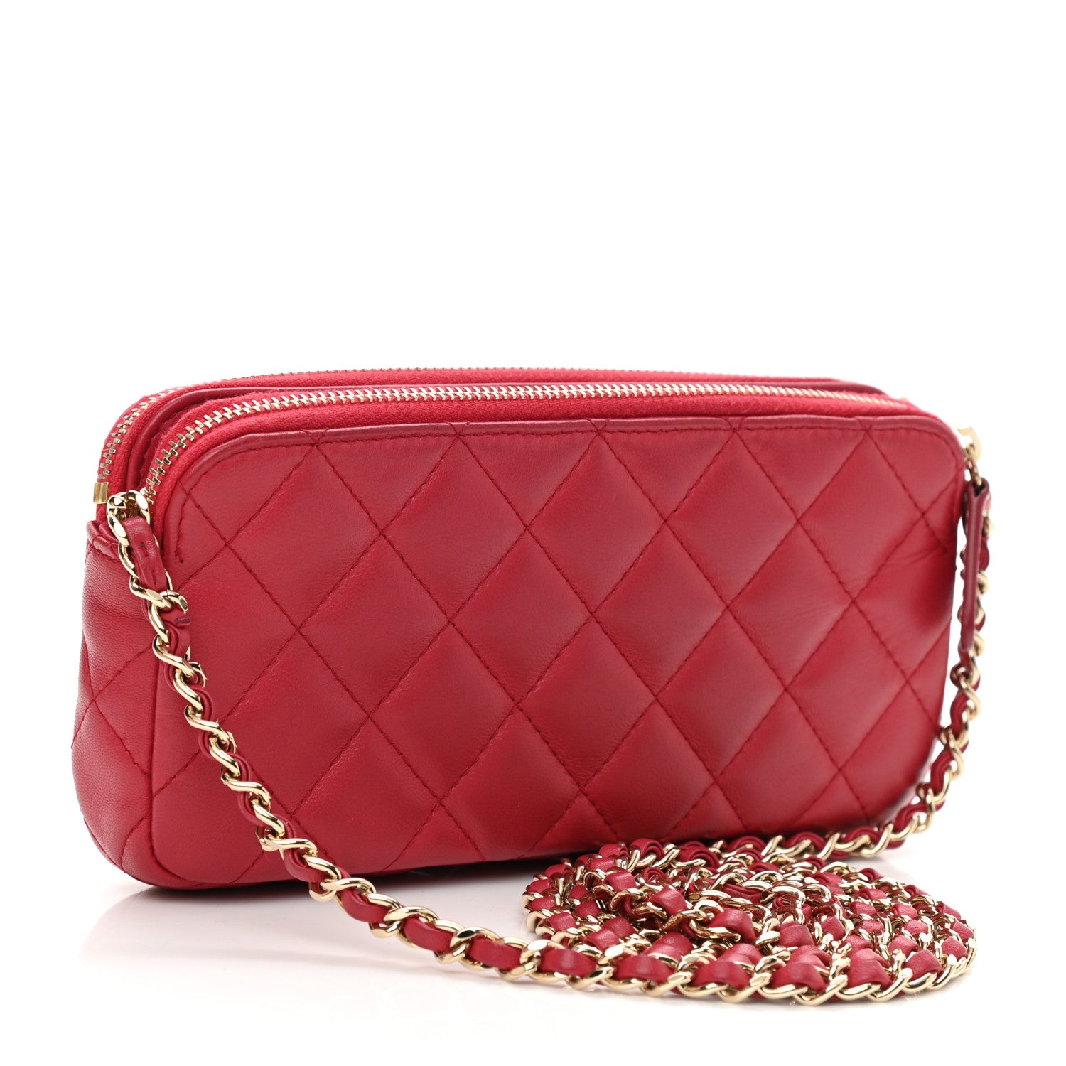Chanel Lambskin Quilted Small Clutch With Chain Dark Pink 3 of 12