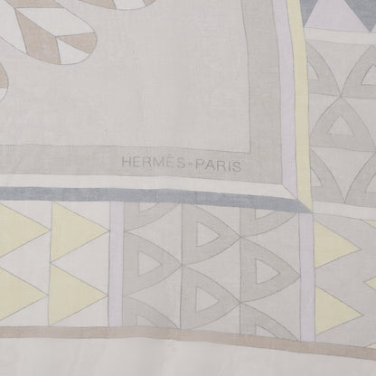 Hermes Mousseline Silk Chevaux De Karnak Shawl 140 Rose Thè Gris Bleuete Mauve 3 of 4