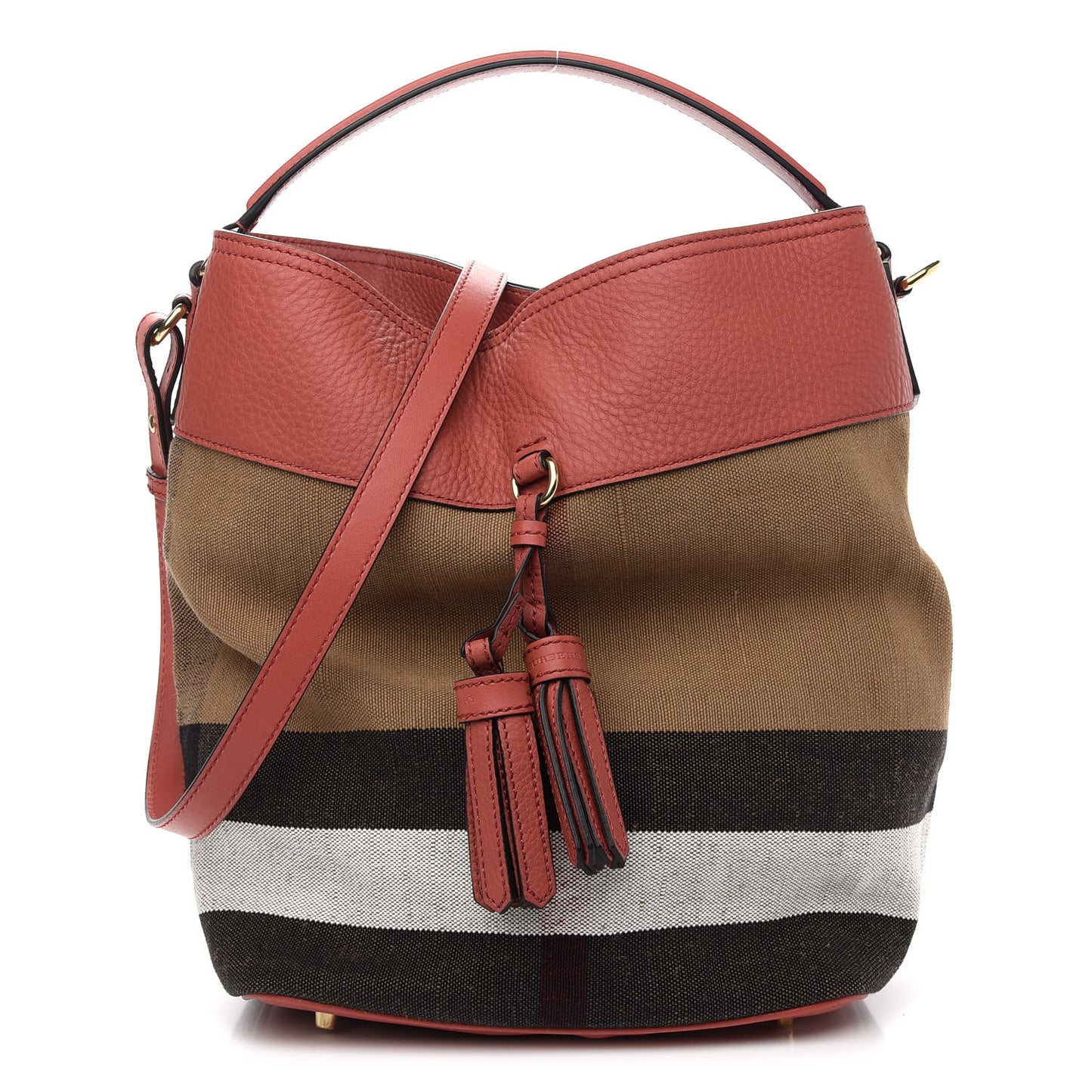 Grainy Calfskin Canvas Mega Check Medium Ashby Tassel Hobo Pink Azalea