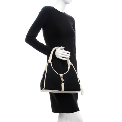 Gucci Canvas Bardot Shoulder Bag White Black 2 of 26