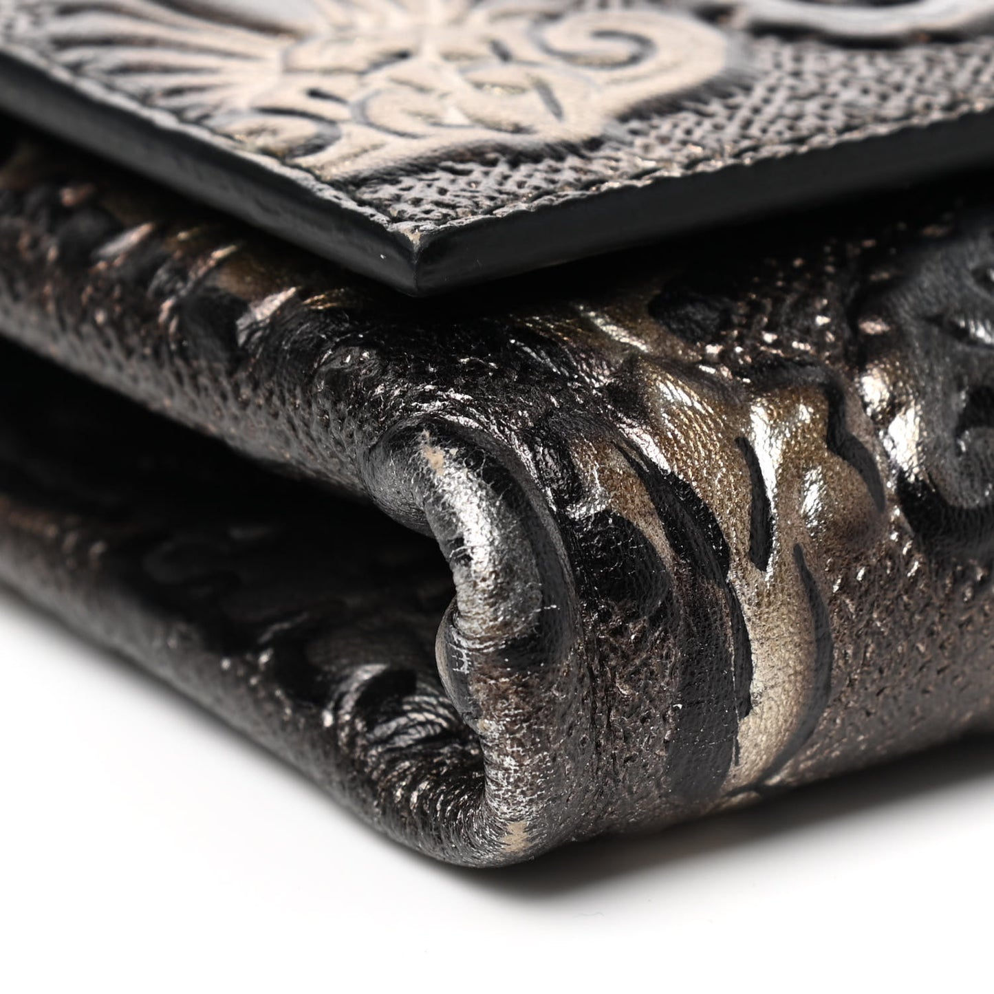 Metallic Calfskin Printed Clutch Multicolor