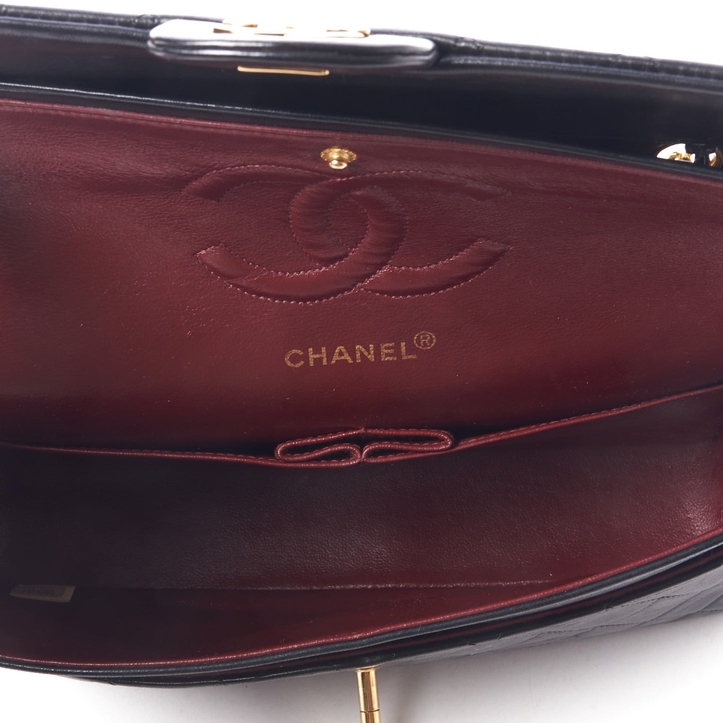 Lambskin Quilted Medium Double Flap Black