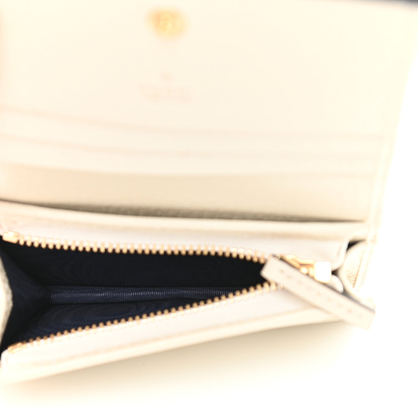 Textured Calfskin Web Ophidia Card Case Mystic White