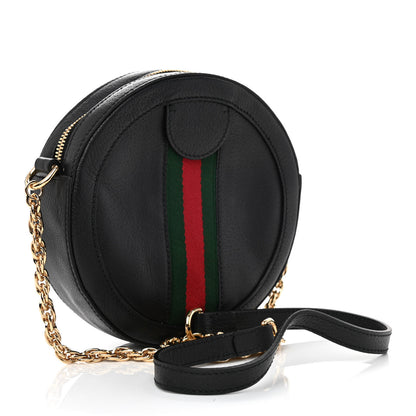 Gucci Grained Calfskin Web Mini Ophidia Round Shoulder Bag Black 3 of 8