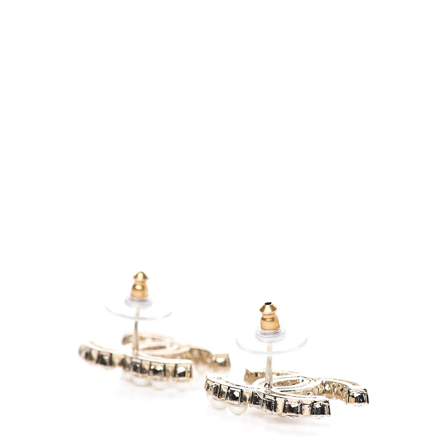 Chanel Crystal Pearl CC Dazzling Domino Earrings Gold 4 of 5