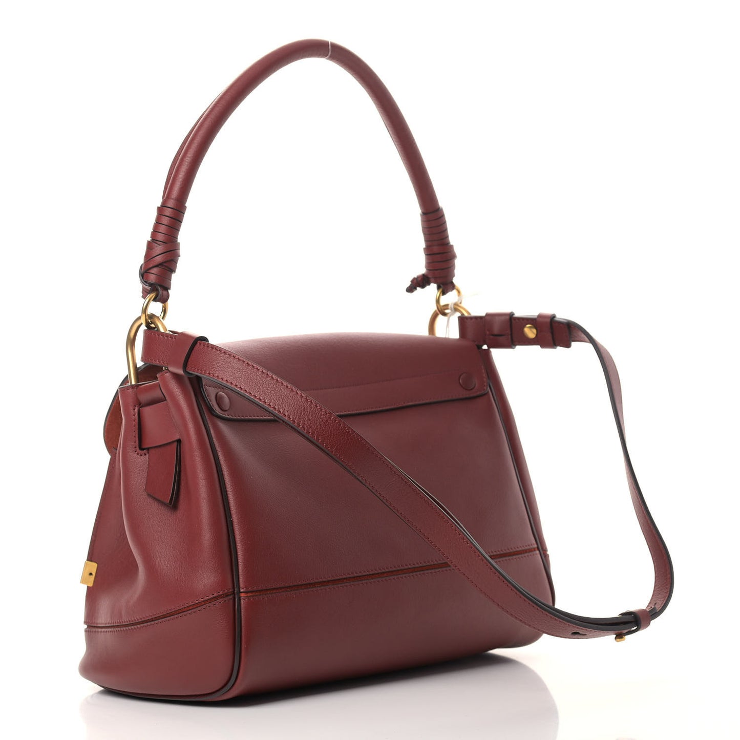 Calfskin Small Owen Flap Bag Sienna Red