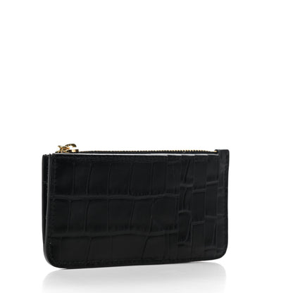 Alexander McQueen Calfskin Crocodile Embossed Card Holder Wallet Black 3 of 7