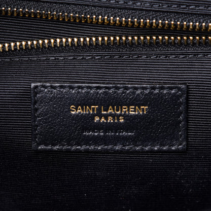Saint Laurent Grain De Poudre Textured Mixed Matelasse Large Triquilt Monogram Satchel Black 6 of 10